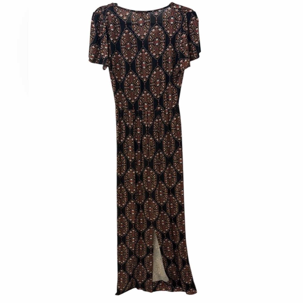 As U Wish Boho Medallion Maxi Dress M Short Sleeve V-Neck - Picture 3 of 7
